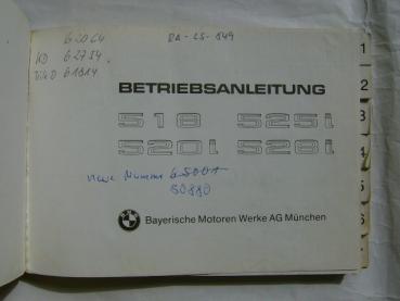 518 520i 525i 528i E28 März 1981 Betriebsanleitung