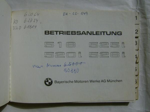 518 520i 525i 528i E28 März 1981 Betriebsanleitung