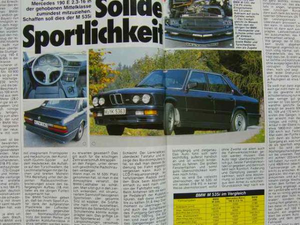 rallye racing 11/1984 BMW M535i E28 TEST,323i Hartge H26 E30